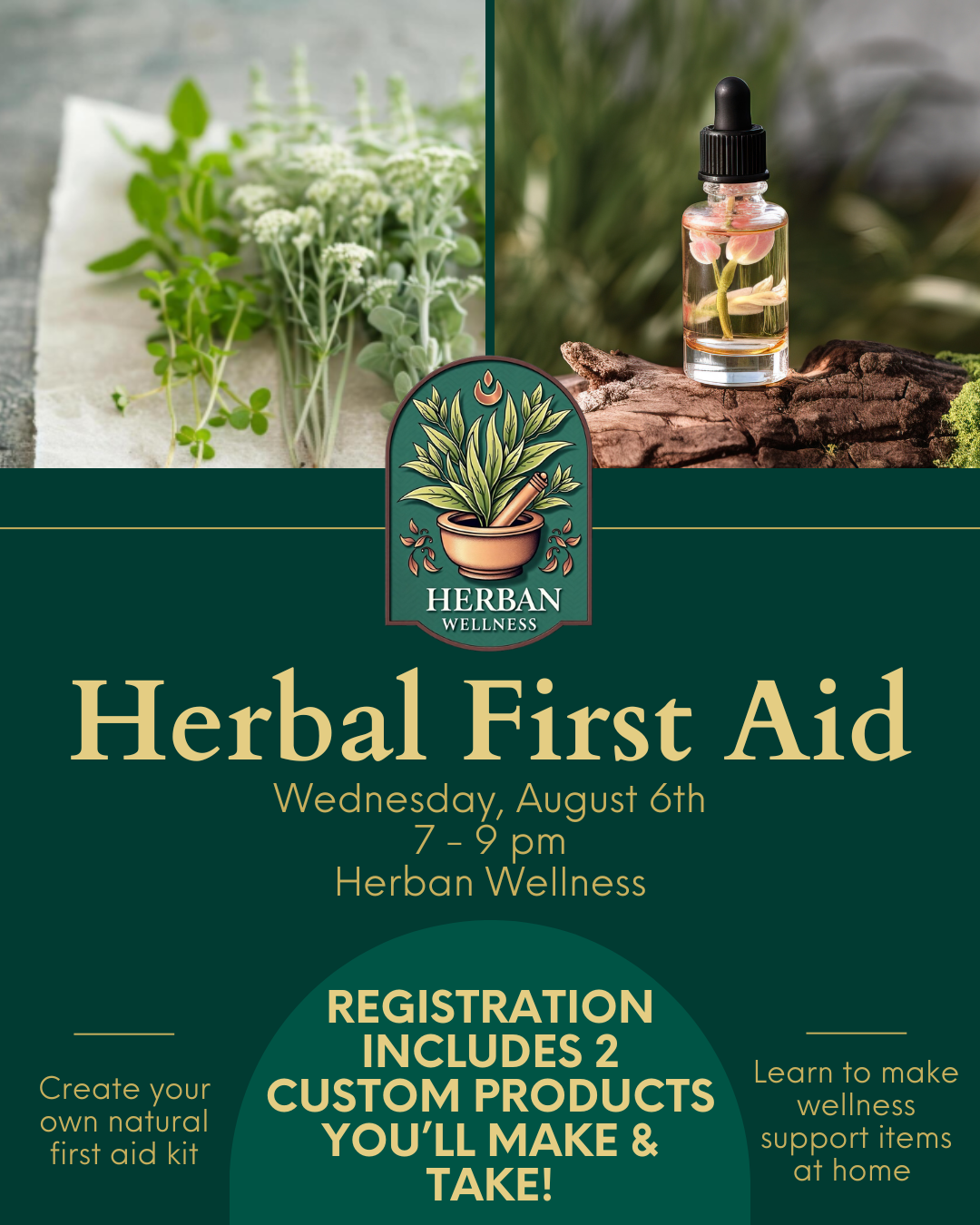 🌿August 6th: Herbal First Aid Workshop🌿